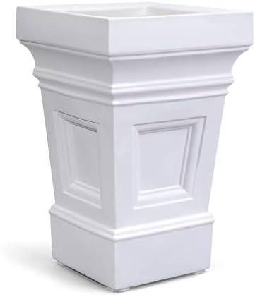 Step2 Atherton Square Planter, Large Planters for Outdoor Plants, Gardening and Flower Pot for Patio or Porch, Efficient Drainage, Durable Plastic