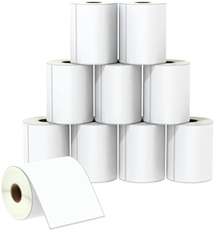 BETCKEY - 4" x 6.5" (102 mm x 165 mm) Large Shipping Labels & Multipurpose Compatible with Zebra & Rollo Label Printer,Premium Adhesive & Perforated [10 Rolls, 2500 Labels]