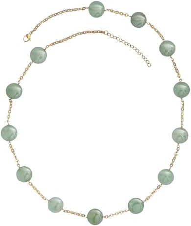 Beaded Necklace 24-26 Inches in ION Plated Gold Stainless Steel