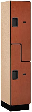 Salsbury Industries 2-Tier S-Style Extra Wide Designer Wood Locker with One Wide Storage Unit, 6-Feet High by 18-Inch Deep, Mahogany