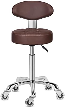 Kaleurrier Rolling Stool with Back Rest: Swivel Chair Adjustable Height