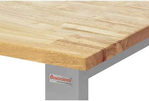 Table & Workbench: 1" Thick Solid Oiled Wood Butcher Block Top, Height Adjustable - 30" D x 48" L x 30" - 36" H - by BenchPro