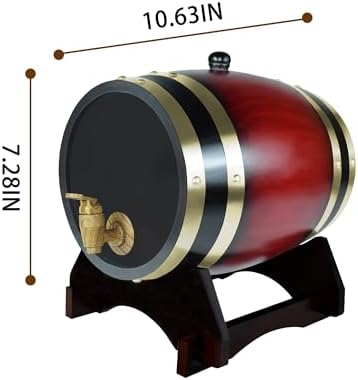 1.5L Whiskey Barrel Dispenser Oak Aging Barrels Home Whiskey Barrel Decanter for Wine, Spirits, Beer, and Liquor (Red Wine)