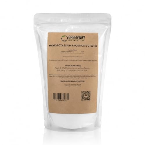 Greenway Biotech, Inc. Monopotassium Phosphate Fertilizer 0-52-34-100% Water Soluble Hydroponics for Root Strength - Increase Yield and Blooming - High Purity Plant Nutrient Formula - 2 Pounds