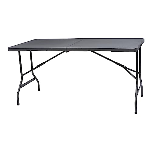 Iceberg IndestrucTable Classic Center-Folding Table, 5 ft, Platinum Granite | Measures 60" x 30" x 29", holds up to 250 lbs, indoor and outdoor use, center-folding for easy carry, ideal for camping