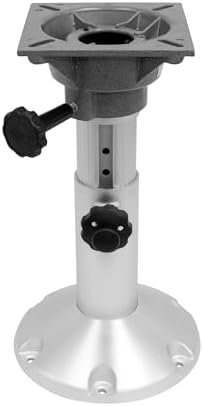 Wise 8WP21-18S Boat Seat Pedestal, Adjustable Height from 12" to 18", with Standard Seat Mount | 2-7/8 in anodized aluminum post, 9 in base