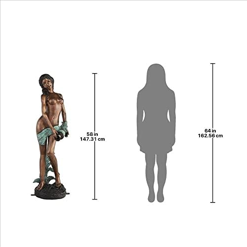 Design Toscano Dione the Divine Greek Water Woman Indoor/Outdoor Garden Statue, Medium, 22 inches tall, Cast Stone Resin, Antique Stone Finish
