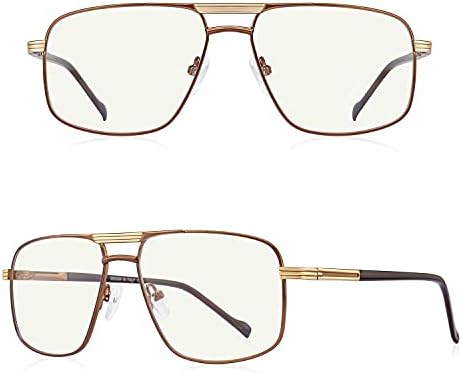 Reading Glasses for Men Square Double Bridge Blue Light Blocking Computer Readers