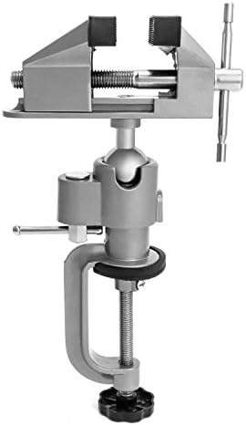 QWORK 3" Universal Tabletop Clamp Vice Tilts Rotate 360°, Portable Work Bench Vise for Drilling, Woodworking,Jewelry Making, Mental working