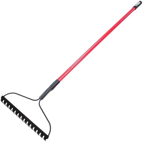 Bow Rake 16" Tines, Heavy Duty Steel Garden Rake for Leaves | 58" Fiberglass Long Handle, Rake For Lawn Debris, Mulch, Soil and Gravel