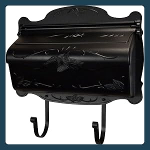 black mailbox with scroll arms wall mounted mailboxes