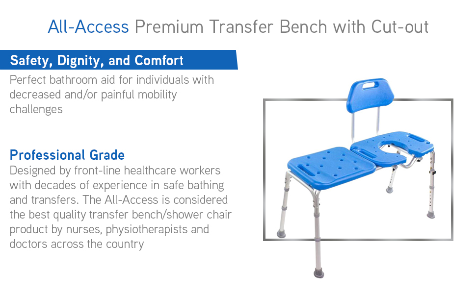 platinum health all access sliding transfer bench. Professional grade bench in blue