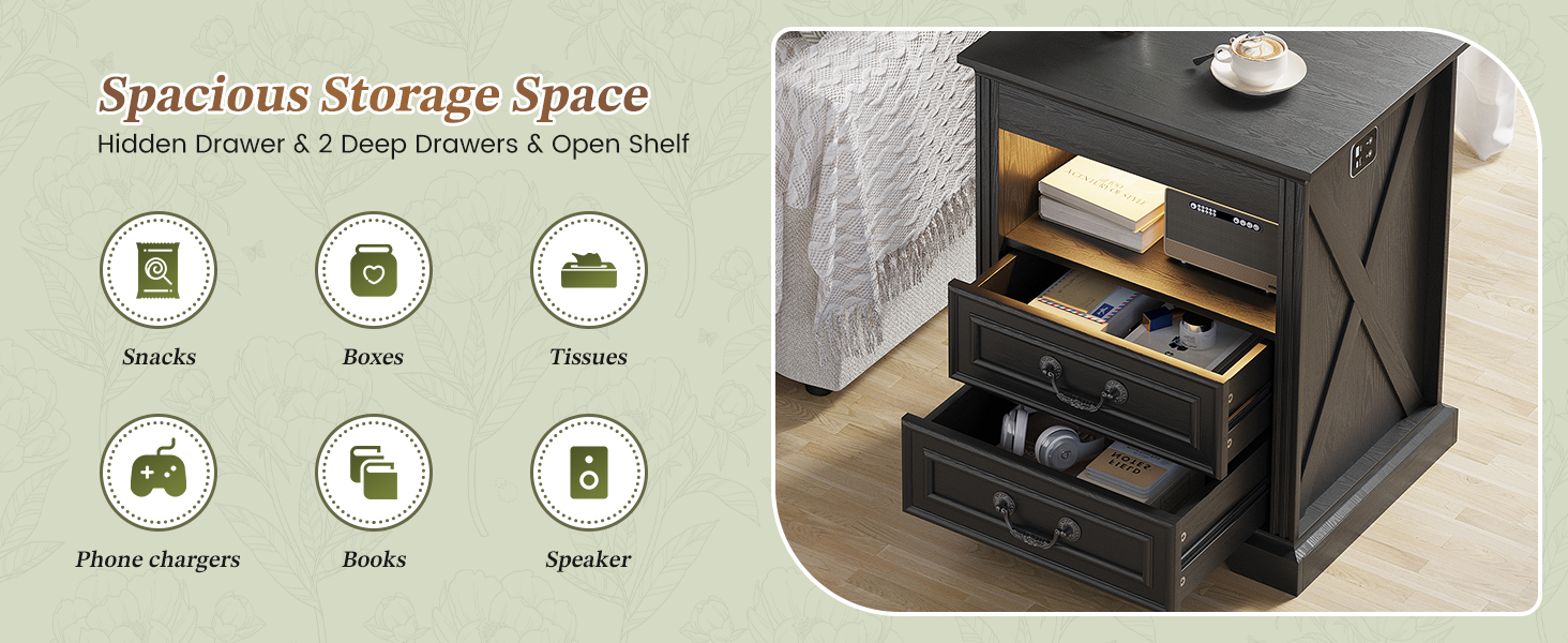 bedside table with drawers