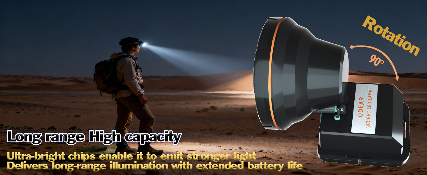 90° adjustable lamp head provides more angles of light sources to meet repairing, walking, camping