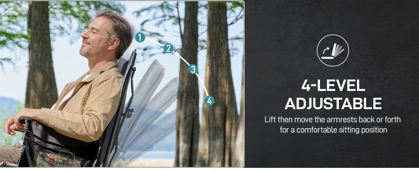 4-LEVEL ADJUSTABLE CAMPING CHAIR