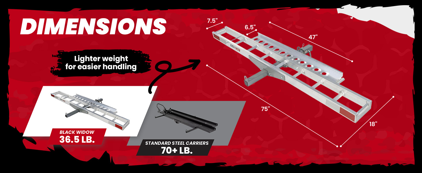 Black Widow Dirt Bike Hitch Carrier Dimensions