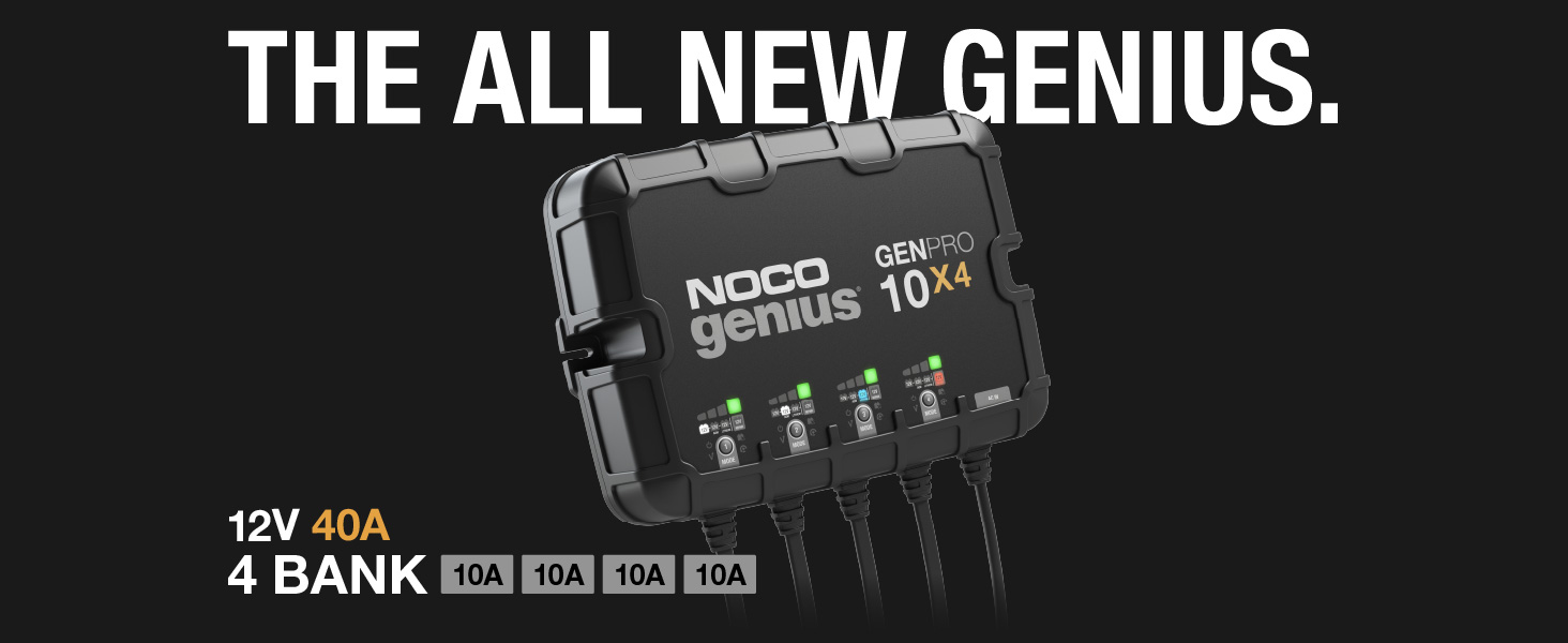 NOCO Genius GENPRO10X4, 4-Bank, 40A, Smart Marine Charger, 12V Onboard Battery Charger, Maintainer