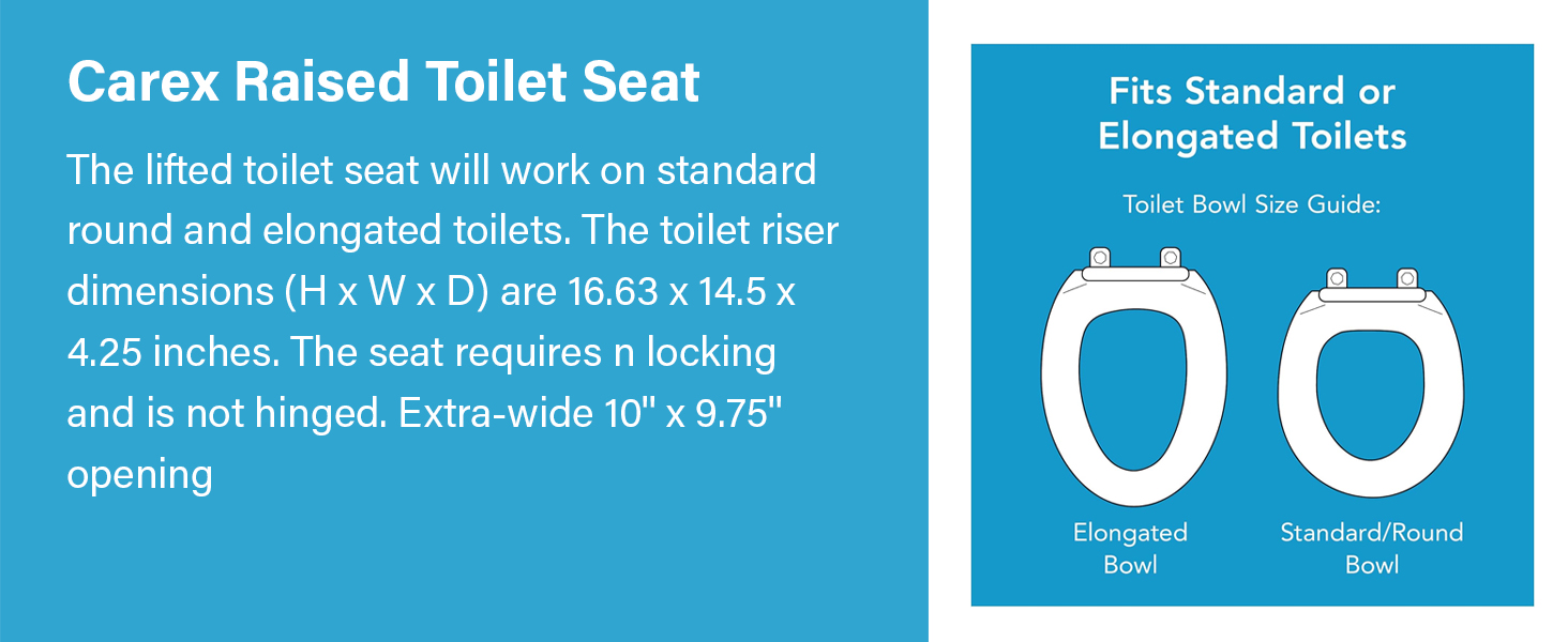 Carex Raised Toilet Seat for Elongated and Round Bowls