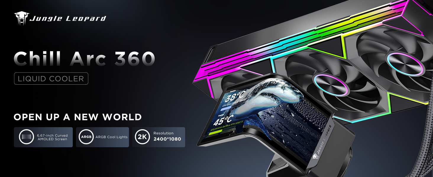 Jungle Leopard Chill ARC 360mm ARGB AIO CPU Cooler-Water Liquid Cooling System|2K Rotatable