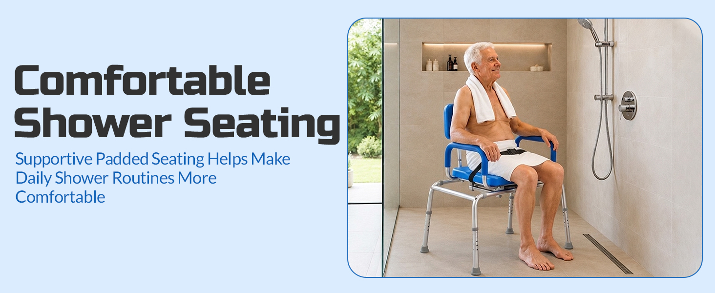 Platinum Health Carousel Sliding Shower Chair Tub Transfer Bench with Swivel Seat, Premium Padded