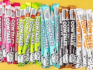 cow tales honey bun chocolate caramel strawberry caramel apple flavored cow tales candy sticks cream