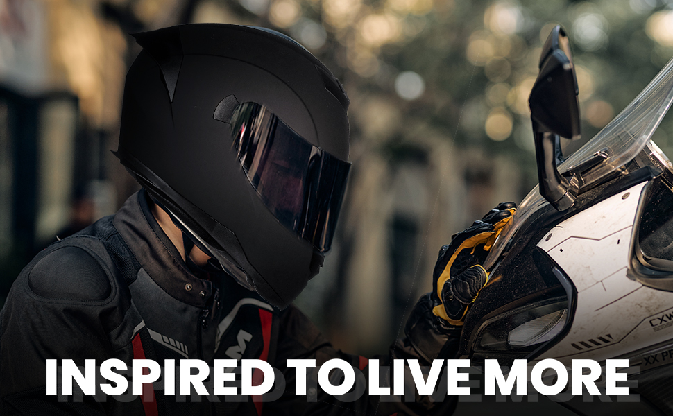 ILM Full Face Street Bike Motocross Helmet Matt Black