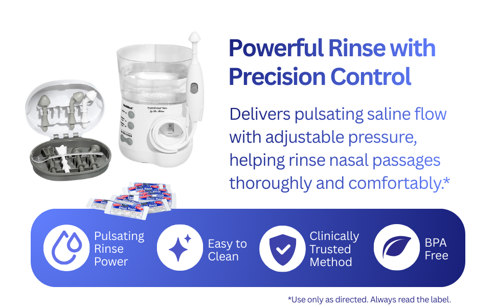 Relief from sinus pressure, nasal dryness, post nasal drip, congestion, stuffiness, and irritation