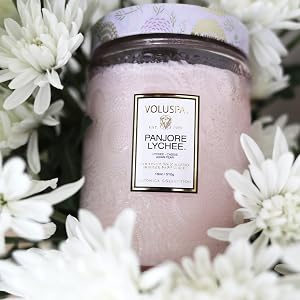 Panjore Lychee Large Jar with white flowers