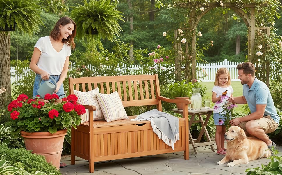 Outdoor Wood Storage Bench