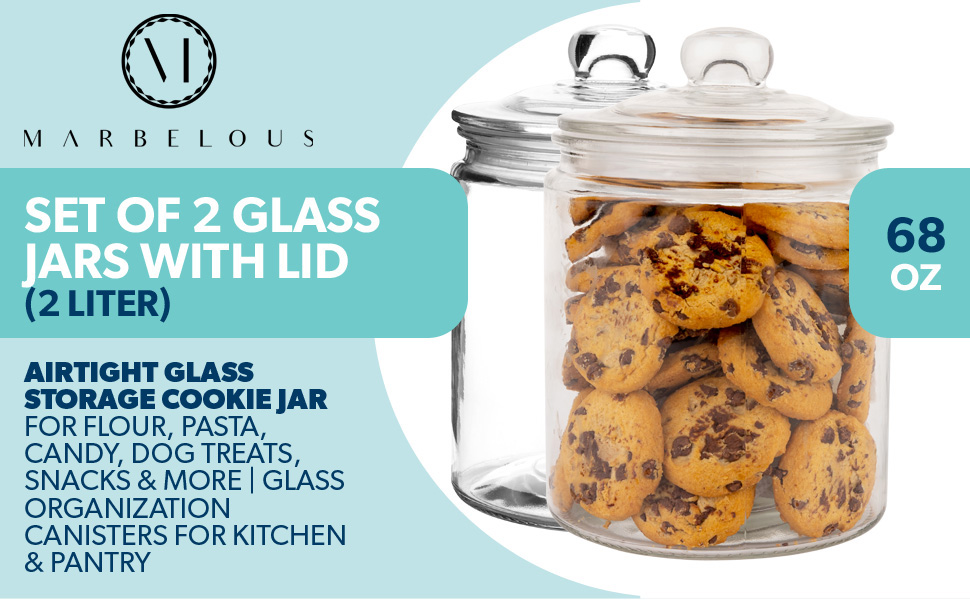 Set Of 2 Glass Jar with glass sealed lid