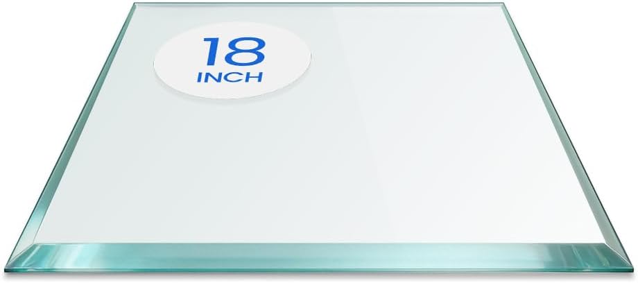 16 inch Square Glass Table Top - Tempered - 1/2" Thick Glass Surface, Safe Beveled Edge, Eased Corners, Multipurpose for Dining Table, Patio, Coffee and End Table