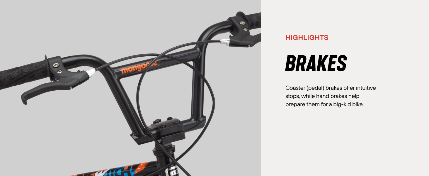 Brakes; coaster (pedal) brakes offer intuitive stops