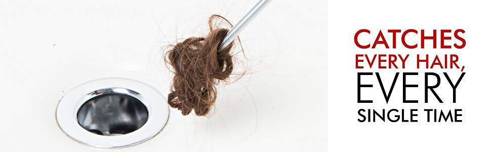 catch every hair, hair snare, hair trap, hair in drain, hair balls, backed up drains