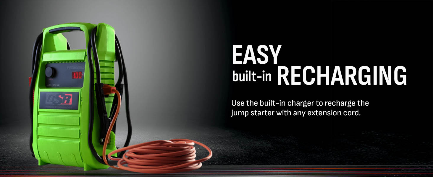 The DSR168G car battery jump starter and portable power station is designed for professionals.