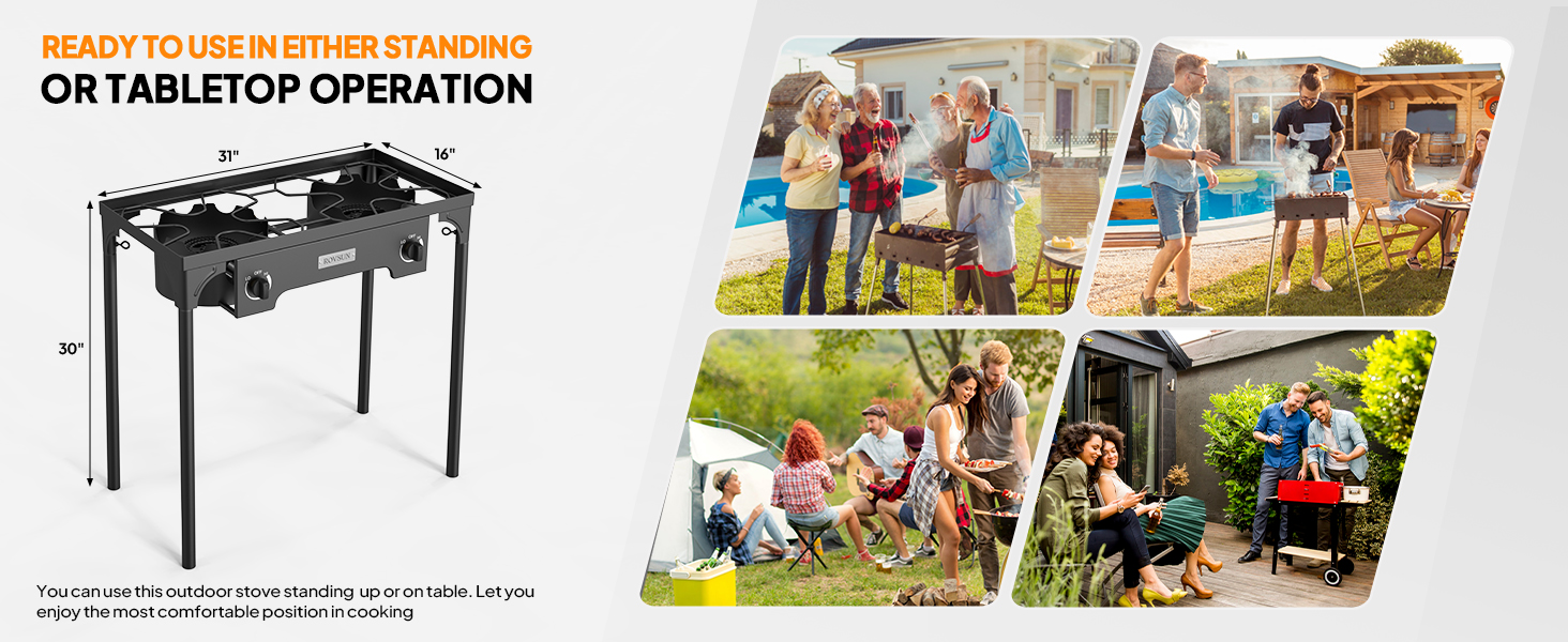 Portable Gas Camping Stove, Outdoor Propane Burner High Pressure Single Camp Cooking Home Brewing