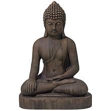 Sitting Buddha 29 1/2" High Dark Sandstone Outdoor Statue