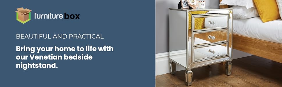 Bring your bedroom to life with our venetian Bedside table