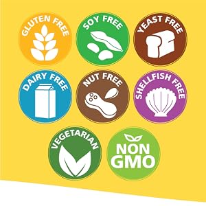 Free of gluten, soy, yeast, dairy, nut, shellfish and GMO - Vegetarian supplement