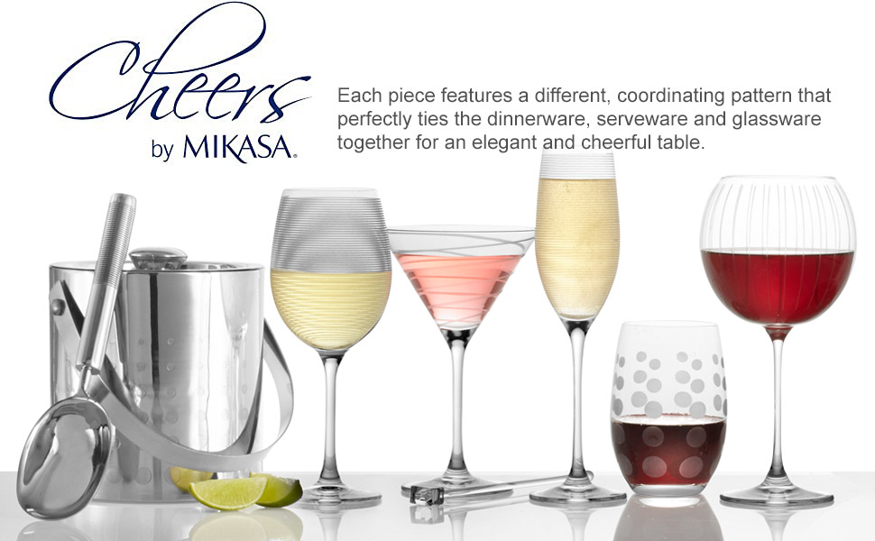 cheers mikasa wine glasses pitcher ice box tub holder shaker glass
