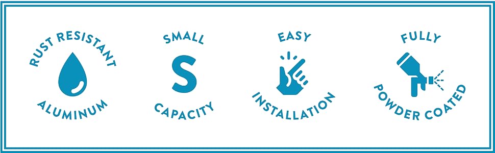 rust resistant, medium capacity, key lock, easy installation