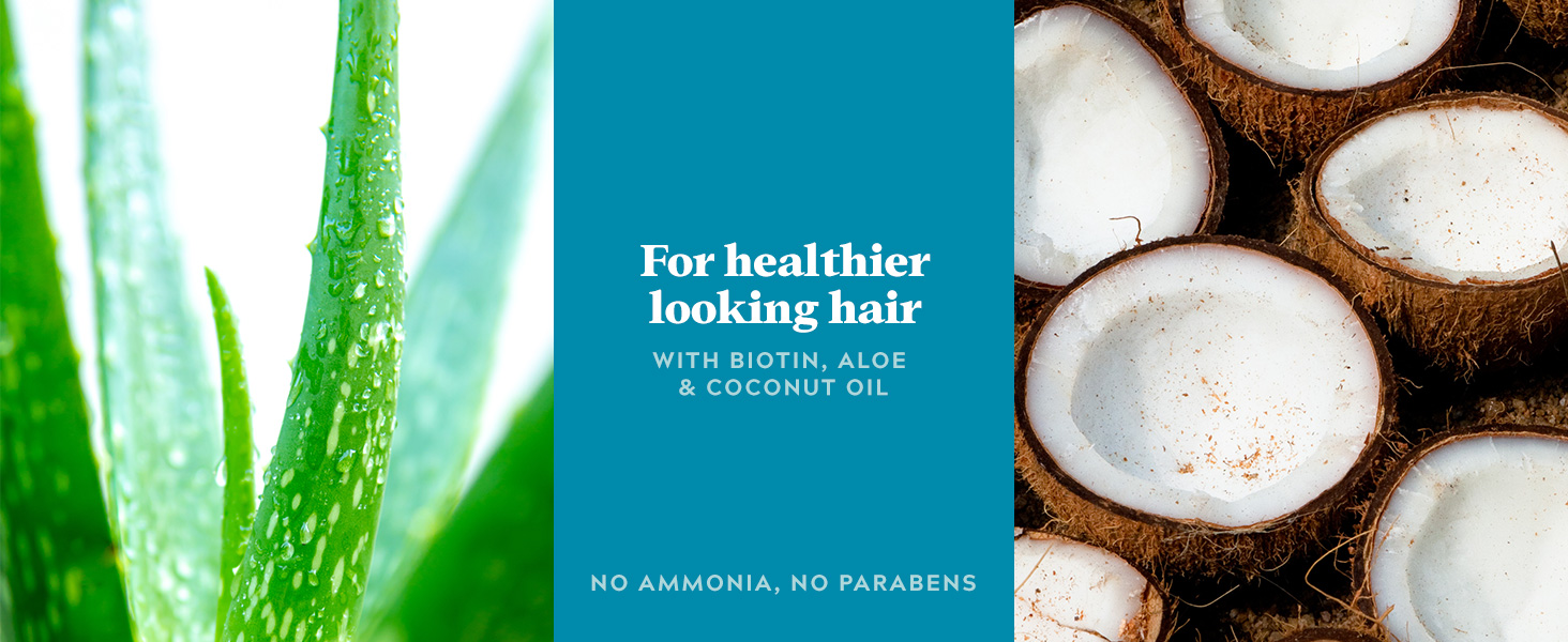 With biotin, aloe &amp;amp; coconut oil for healthier-looking hair. No ammonia, no parabens