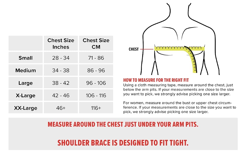 Shoulder brace Sizechart