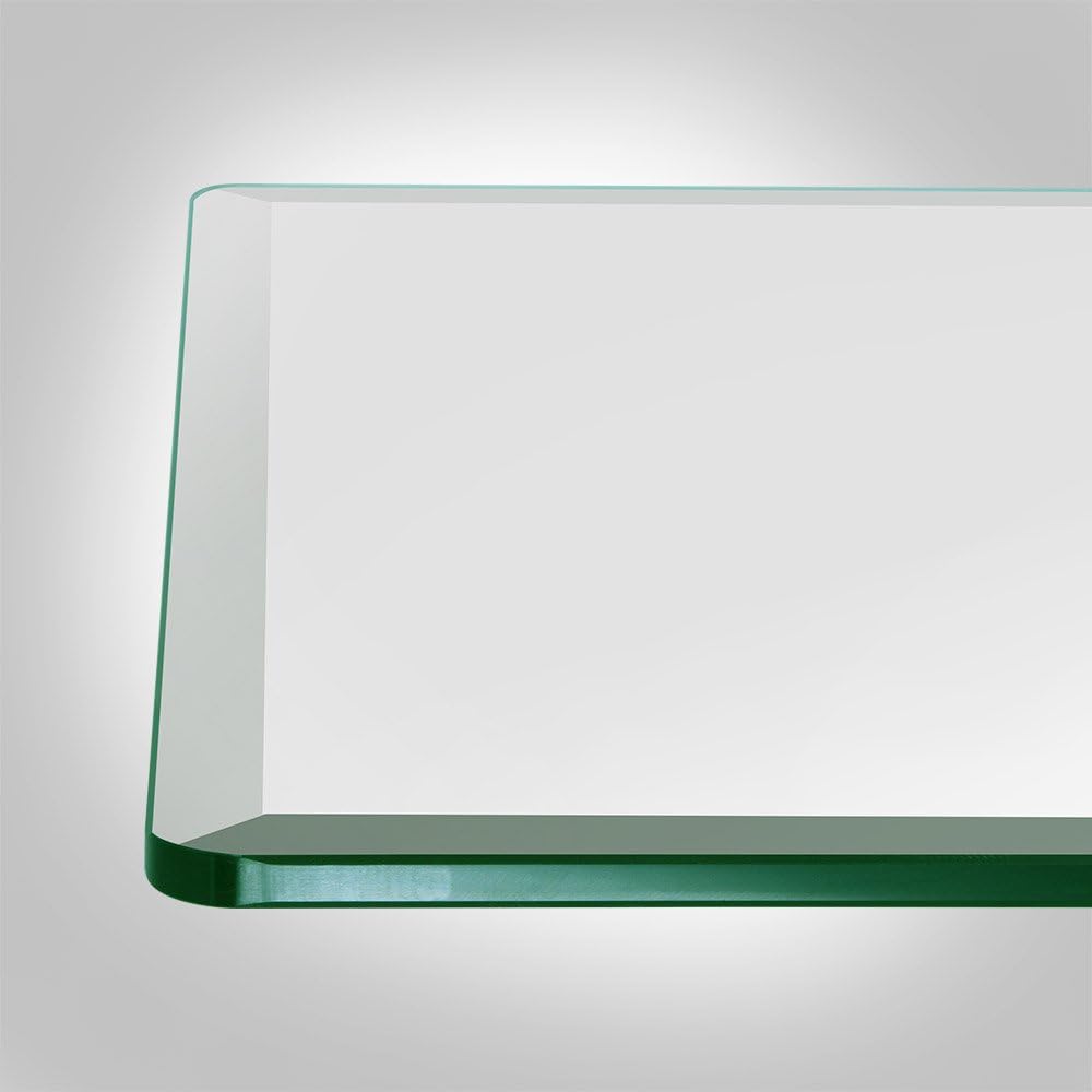 16 inch Square Glass Table Top - Tempered - 1/2" Thick Glass Surface, Safe Beveled Edge, Eased Corners, Multipurpose for Dining Table, Patio, Coffee and End Table