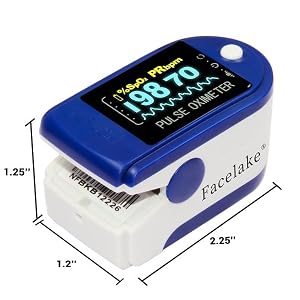 Facelake 350 Pulse Oximeter Blood Oxygen SPO2 Monitor Screen Display Adults Kids Case Batteries