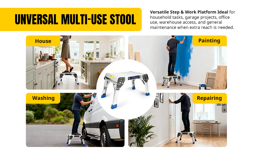 aluminum step stool folding step stool non-slip steel stool compact step stool portable step stool