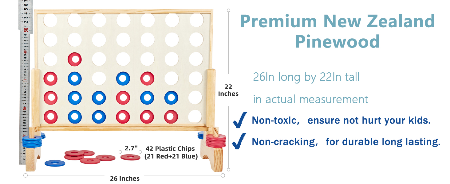 family game with Angled board highlighting premium New Zealand pinewood grain, non-toxci