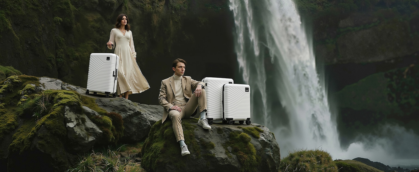 white travel luggage