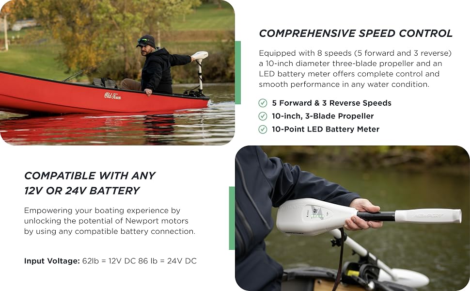 12v trolling motor, newport vessels, electric trolling motor, watersnake, quiet operation