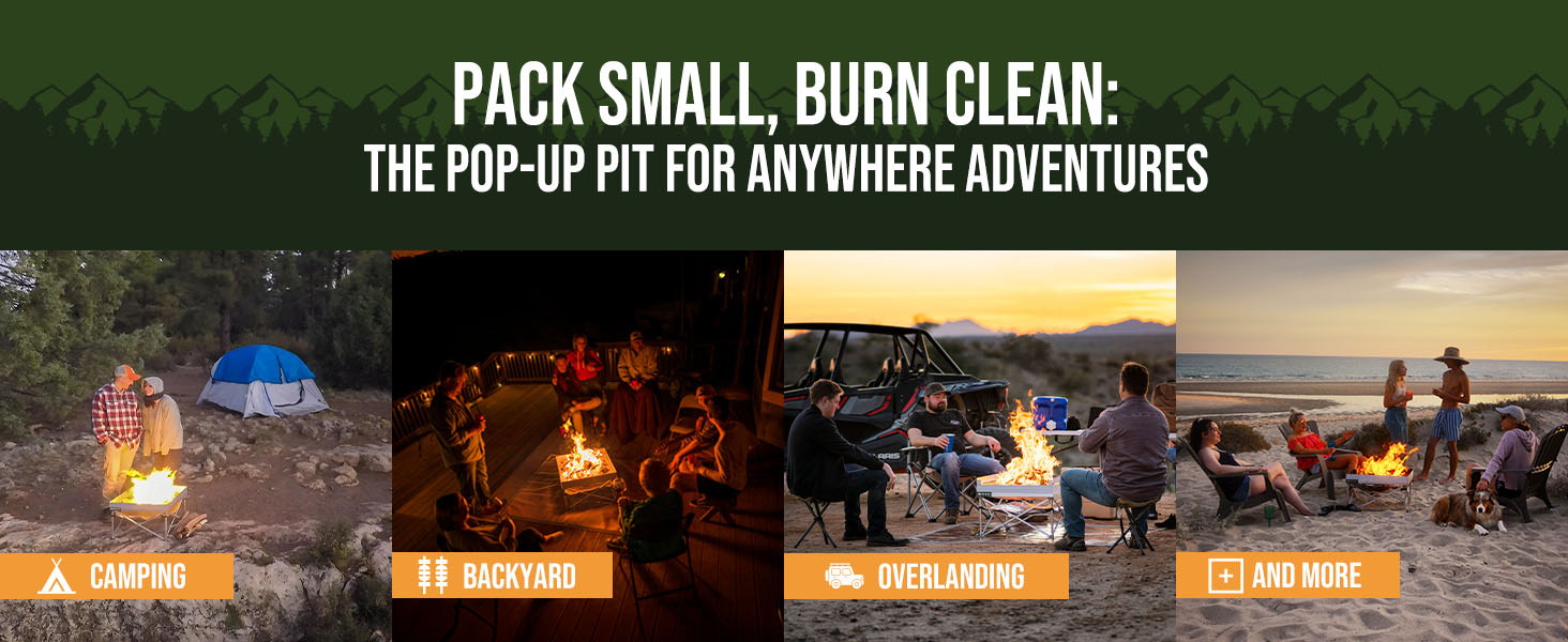 travel campfire aluminum firepits fireside outdoor pop-up grill heat shield with popup overlanding