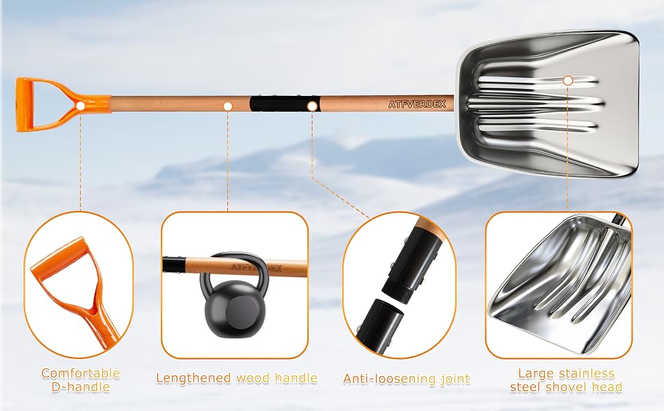 Wooden handle shovel can shovel snow, sand, soil and grain.